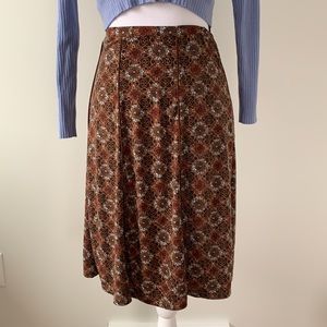 Liz Claiborne Brown Boho Hippie Floral Skirt